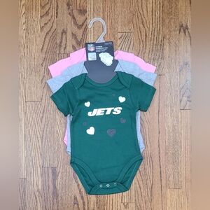 New York Jets Bodysuit Creeper Baby Infant 3/6 Months Green Black NFL Girls NWT